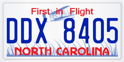NC license plate DDX8405
