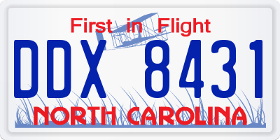 NC license plate DDX8431