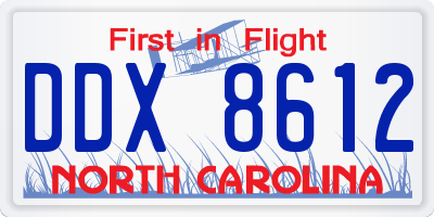NC license plate DDX8612