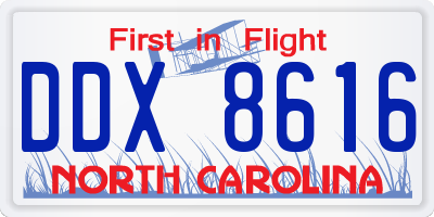 NC license plate DDX8616