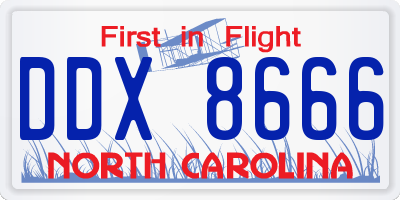 NC license plate DDX8666