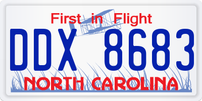 NC license plate DDX8683