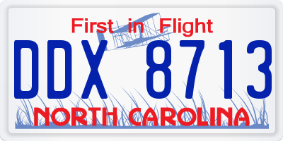 NC license plate DDX8713