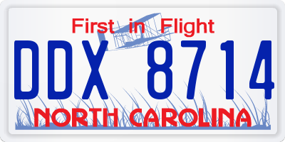 NC license plate DDX8714