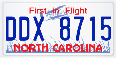 NC license plate DDX8715