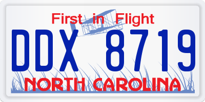 NC license plate DDX8719