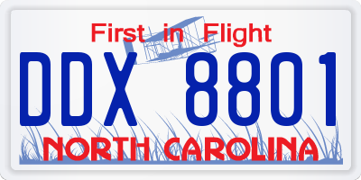 NC license plate DDX8801