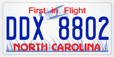 NC license plate DDX8802