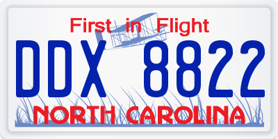NC license plate DDX8822