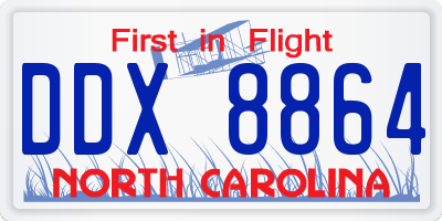 NC license plate DDX8864