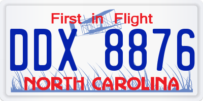 NC license plate DDX8876