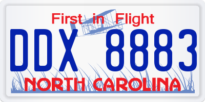 NC license plate DDX8883