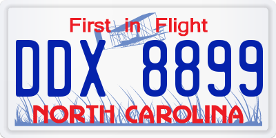 NC license plate DDX8899