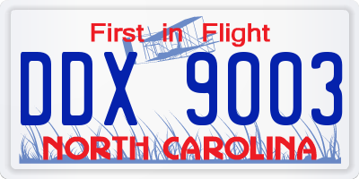 NC license plate DDX9003