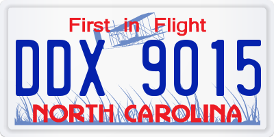 NC license plate DDX9015