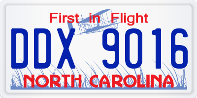 NC license plate DDX9016