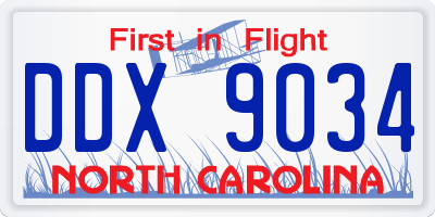 NC license plate DDX9034