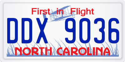 NC license plate DDX9036