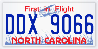 NC license plate DDX9066