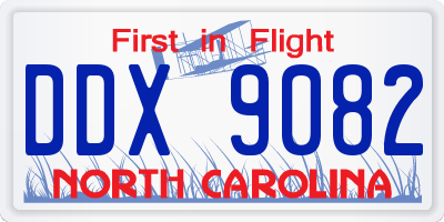NC license plate DDX9082