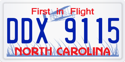 NC license plate DDX9115
