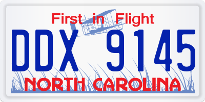 NC license plate DDX9145