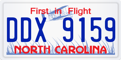 NC license plate DDX9159