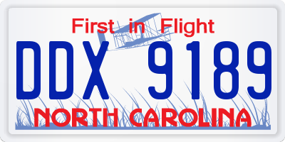 NC license plate DDX9189