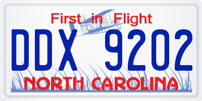 NC license plate DDX9202