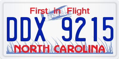 NC license plate DDX9215