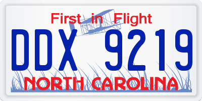NC license plate DDX9219