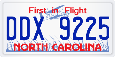 NC license plate DDX9225