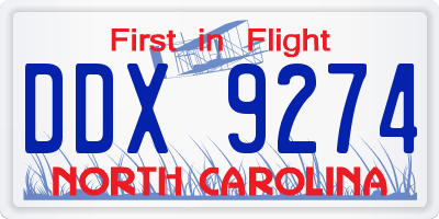 NC license plate DDX9274