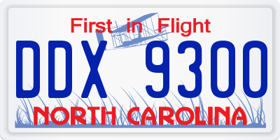 NC license plate DDX9300