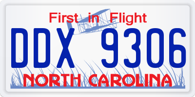 NC license plate DDX9306