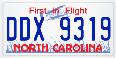 NC license plate DDX9319