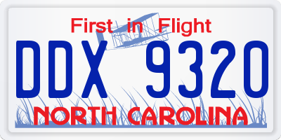 NC license plate DDX9320