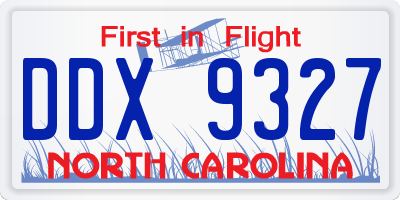 NC license plate DDX9327