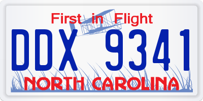 NC license plate DDX9341