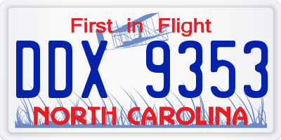 NC license plate DDX9353