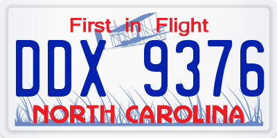 NC license plate DDX9376
