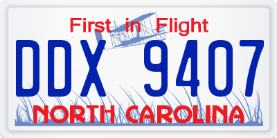 NC license plate DDX9407