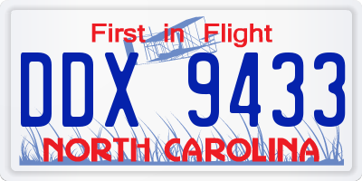 NC license plate DDX9433