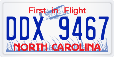 NC license plate DDX9467