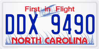 NC license plate DDX9490