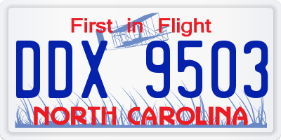 NC license plate DDX9503