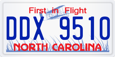 NC license plate DDX9510