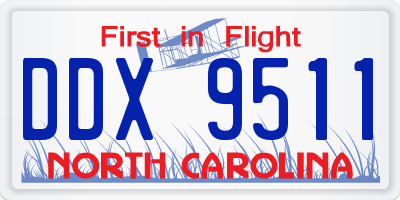 NC license plate DDX9511