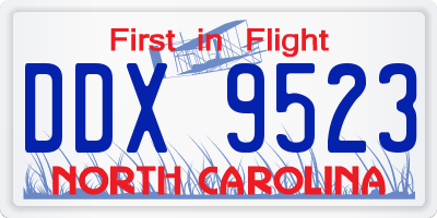 NC license plate DDX9523
