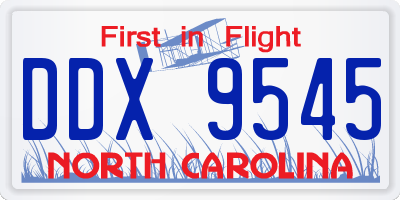 NC license plate DDX9545